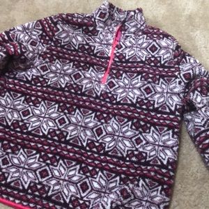 Fuzzy tribal quarter zip pull over